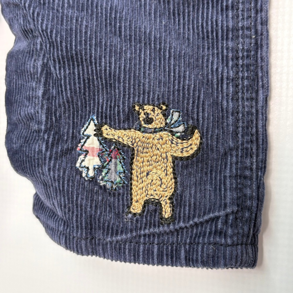 VIntage OshKosh B'gosh Baby Boy Navy Corduroy Bear Overalls 6 Months - Picture 2 of 6